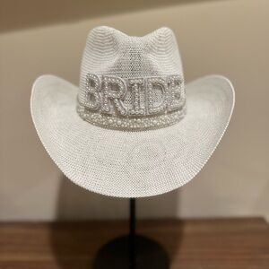 White Western Bride Hat with Decorative Band